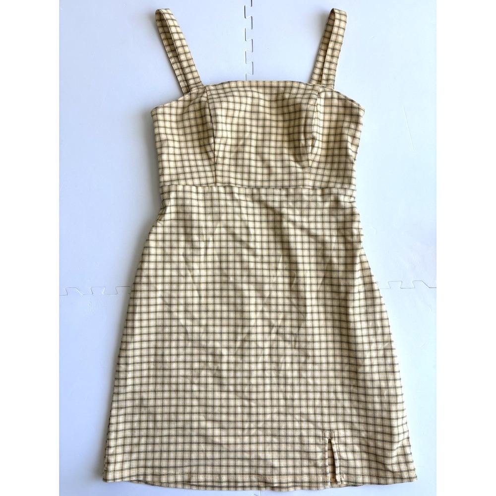 HOLLISTER Dress Womens Plaid Clueless Cher Jumper Mini Sundress - Size S Yellow